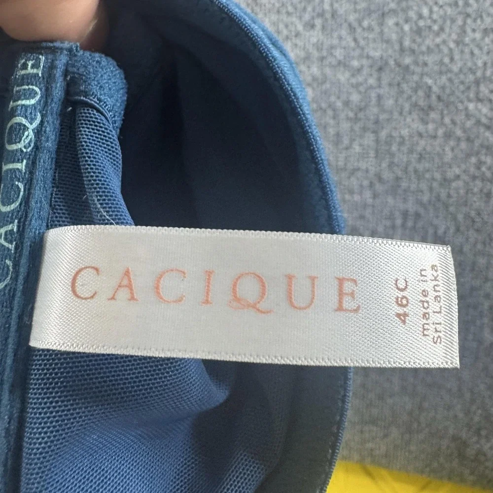 Cacique T-Shirt Bra Womens 46C Blue Lightly Lined Lace Racerback Front Closure